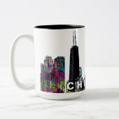 Chicago, Illinois in graffiti Tweekleurige Koffiemok (Links)