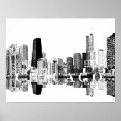 Chicago, Illinois in zwart-wit Poster (Voorkant)