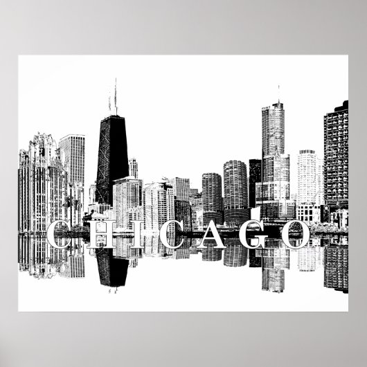 Chicago, Illinois in zwart-wit Poster (Voorkant)