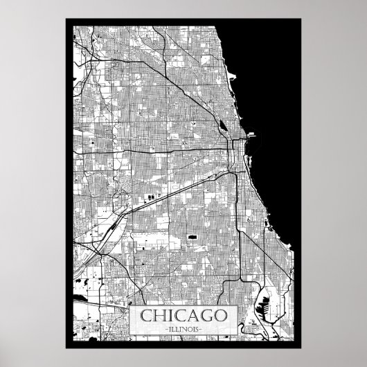 Chicago Illinois Kaart Poster (Voorkant)