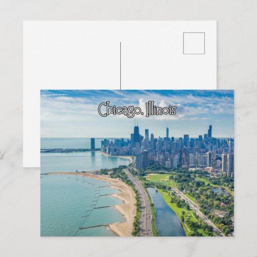 Chicago Illinois Lake Briefkaart (Voorkant / Achterkant)