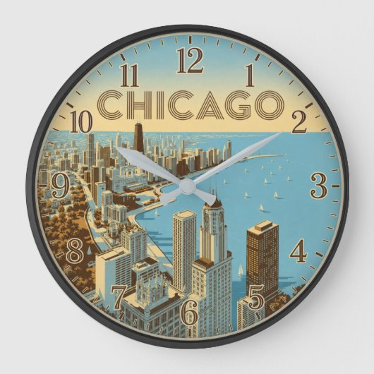 Chicago Illinois Lakefront Skyline Grote Klok (Voorkant)