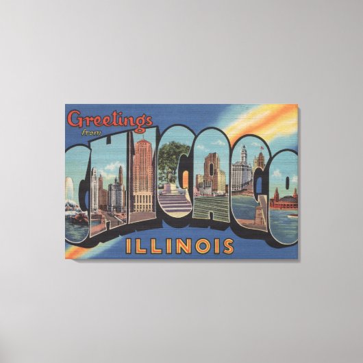 Chicago, Illinois - Large Letter Scenes 2 Canvas Afdruk (Voorkant)