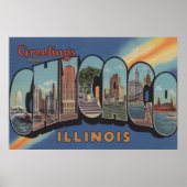 Chicago, Illinois - Large Letter Scenes 2 Poster (Voorkant)