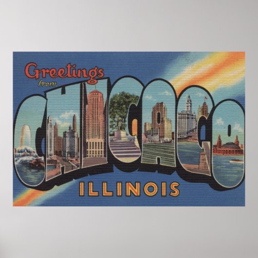 Chicago, Illinois - Large Letter Scenes 2 Poster (Voorkant)