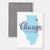 Chicago Illinois Map Magneet (Voorkant / Achterkant)