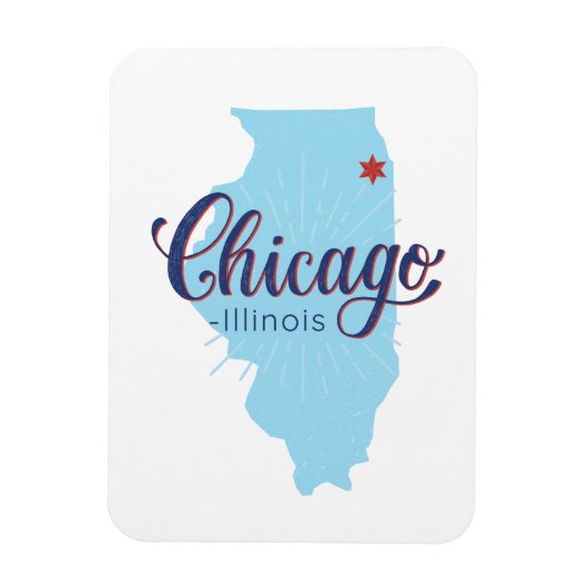 Chicago Illinois Map Magneet (Verticaal)
