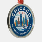 Chicago Illinois Metalen Ornament (Rechts)
