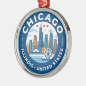 Chicago Illinois Metalen Ornament (Links)