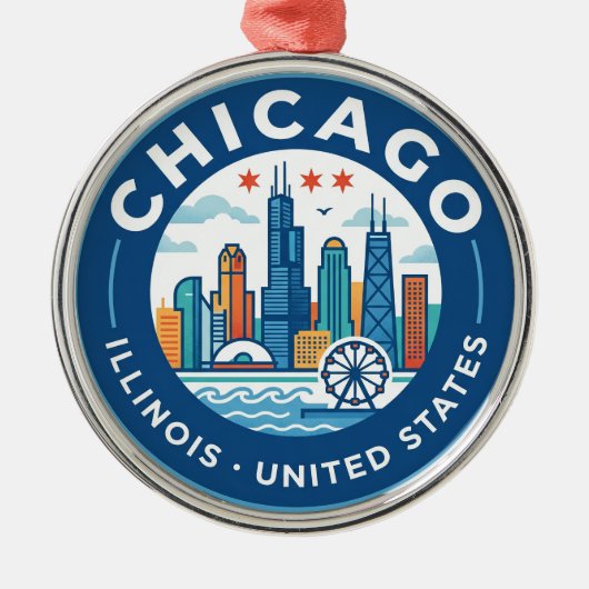 Chicago Illinois Metalen Ornament (Voorkant)