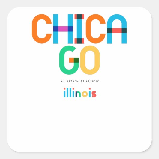 Chicago Illinois Mid Century, Pop Art, Vierkante Sticker (Voorkant)