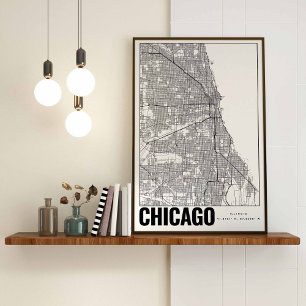Chicago Illinois Minimalist Map Art Poster