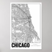 Chicago Illinois Minimalist Map Art Poster (Voorkant)