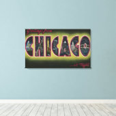 Chicago, Illinois (nachttijd) Canvas Afdruk (Insitu (Houten vloer))