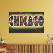 Chicago, Illinois (nachttijd) Canvas Afdruk (Insitu (Woonkamer))
