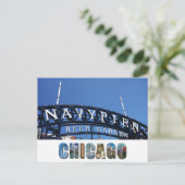 Chicago Illinois Navy Pier Sign Briefkaart (Staand voorkant)