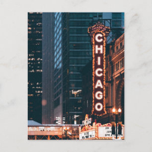 Chicago Illinois Neon Sign 's nachts Briefkaart