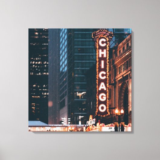 Chicago Illinois Neon Sign 's nachts Canvas Afdruk (Voorkant)