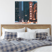 Chicago Illinois Neon Sign 's nachts Canvas Afdruk (Insitu (Slaapkamer))