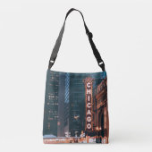 Chicago Illinois Neon Sign 's nachts Crossbody Tas (Achterkant)