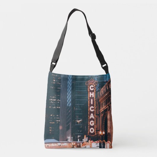 Chicago Illinois Neon Sign 's nachts Crossbody Tas (Achterkant)