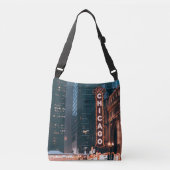 Chicago Illinois Neon Sign 's nachts Crossbody Tas (Voorkant)