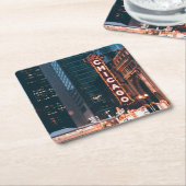 Chicago Illinois Neon Sign 's nachts Kartonnen Onderzetters (Schuin)