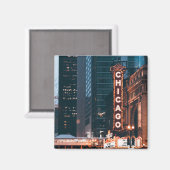 Chicago Illinois Neon Sign 's nachts Magneet (Voorkant / Achterkant)