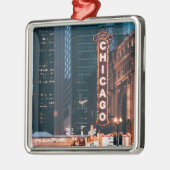 Chicago Illinois Neon Sign 's nachts Metalen Ornament (Links)