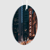 Chicago Illinois Neon Sign 's nachts Ornament (voorkant)