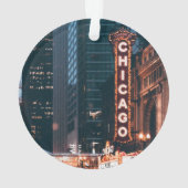 Chicago Illinois Neon Sign 's nachts Ornament (achterkant)