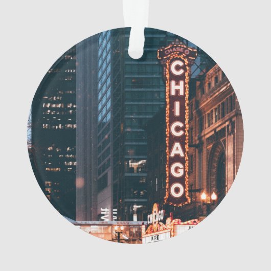 Chicago Illinois Neon Sign 's nachts Ornament (achterkant)