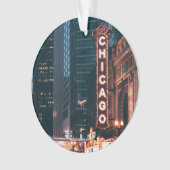Chicago Illinois Neon Sign 's nachts Ornament (voorkant)