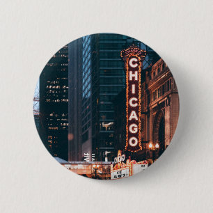 Chicago Illinois Neon Sign 's nachts Ronde Button 5,7 Cm