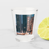 Chicago Illinois Neon Sign 's nachts Shot Glas (Voorkant)