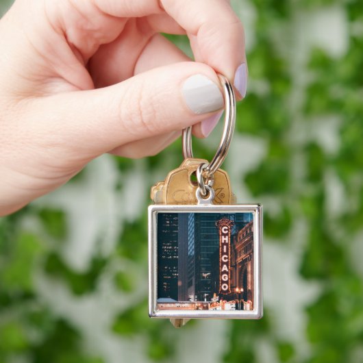 Chicago Illinois Neon Sign 's nachts Sleutelhanger (Hand)