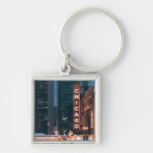Chicago Illinois Neon Sign 's nachts Sleutelhanger (Voorkant)