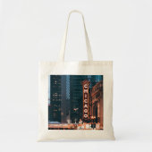 Chicago Illinois Neon Sign 's nachts Tote Bag (Voorkant)