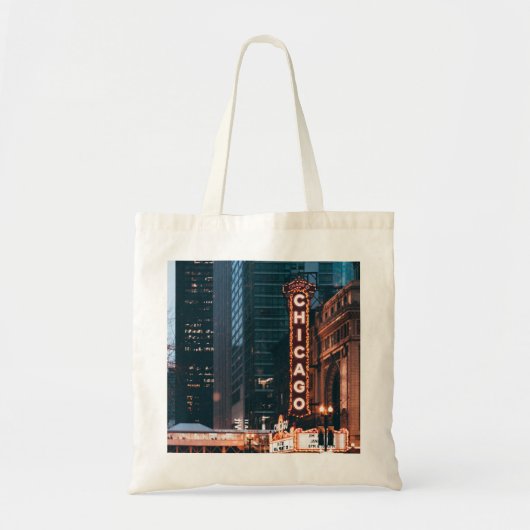 Chicago Illinois Neon Sign 's nachts Tote Bag (Voorkant)