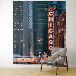Chicago Illinois Neon Sign 's nachts Wandkleed