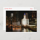 Chicago Illinois Night Skyline Travel Post Card Briefkaart (Voorkant / Achterkant)