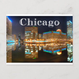 Chicago Illinois Night Skyline Verenigde Staten, V Briefkaart