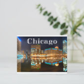 Chicago Illinois Night Skyline Verenigde Staten, V Briefkaart (Staand voorkant)