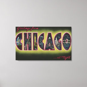 Chicago, Illinois (Nighttime) Canvas Afdruk