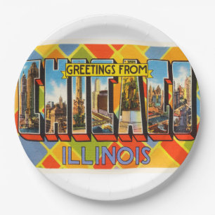 Chicago Illinois Old Vintage Travel Souvenir Papieren Bordje