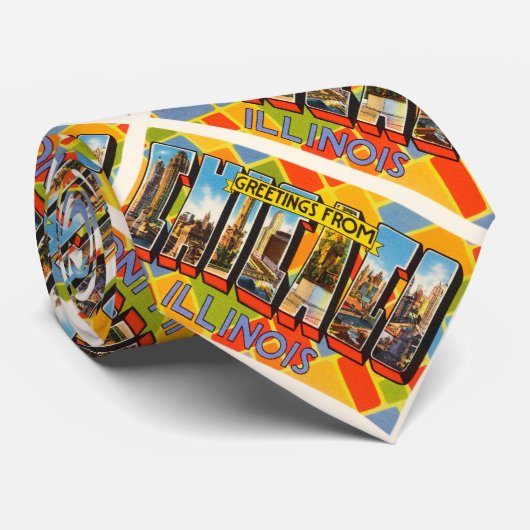 Chicago Illinois Old Vintage Travel Souvenir Stropdas (Opgerold)