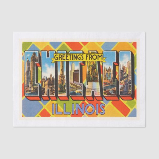 Chicago Illinois Old Vintage Travel Souvenir Tissuepapier (Voorkant)