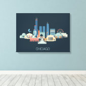 Chicago, Illinois | Ontwerp in blauw Canvas Afdruk (Insitu (Houten vloer))