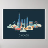 Chicago, Illinois | Ontwerp in blauw Poster (Voorkant)