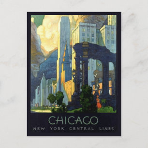 Chicago Illinois Oude Reisposter Jaren 20 Briefkaart